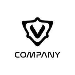 Shield Letter V Triangle logo design vector