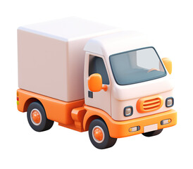 Cute truck 3D character icon.  Transparent background. - Generative AI