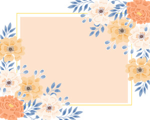 Vintage Dusty Rose and Anemone Hand Drawn Flower  Border