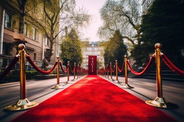The red carpet and a crowd of people waiting for the stars to appear at the awards ceremony.
