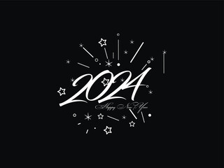 Creative Happy New Year, New Year, 2024 Happy New Year, New Year Design, Happy New Year 2024, Celebration 2024, Holiday 2024, Congratulation 2024, Luxury Line Art Vector Happy New Year Design