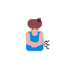 A young boy with stomachache