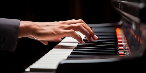Obraz premium hands of a person playing piano