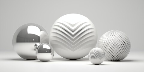 Abstract balls of different shapes on a white background