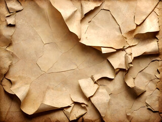 Beige crumpled paper background Generative ai design
