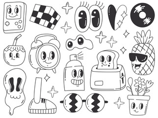 Set of Retro Cartoon Doodle Design Elements