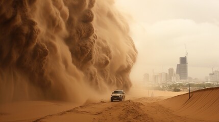 In a digital desert, sandstorms wreak havoc on structures, presenting unique challenges for adaptation