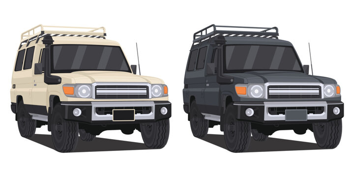  Old SUV Offroad Vehicle Vector Illustration