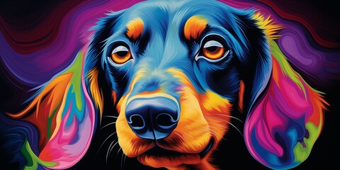vibrant and colorful dog poster