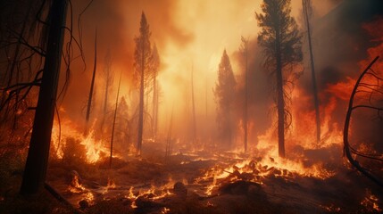 In a simulated wilderness, wildfires endanger the ecosystem, necessitating advanced containment measures