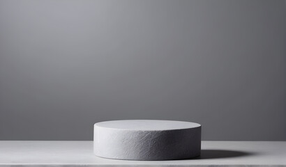 Background for cosmetic products of natural gray color. Stone podium on a gray background. - obrazy, fototapety, plakaty