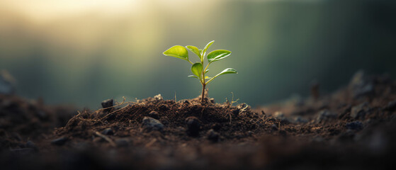 Small young tree growing up save earth concept