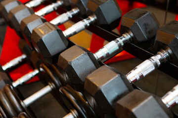 close up of dumbbells