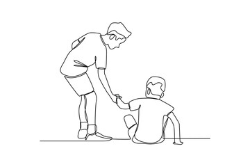 kids healp each other. minimalist help each other concept.