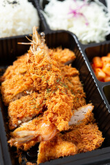 Tenderloin cutlet and fried shrimp