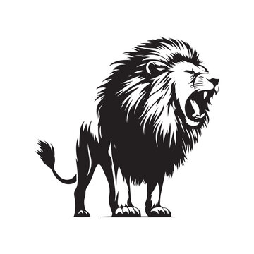 Roaring Dominion: Lion Silhouette Power - An Image Symbolizing the Dominion and Power Encapsulated in the Roaring Silhouette of a Majestic Lion.