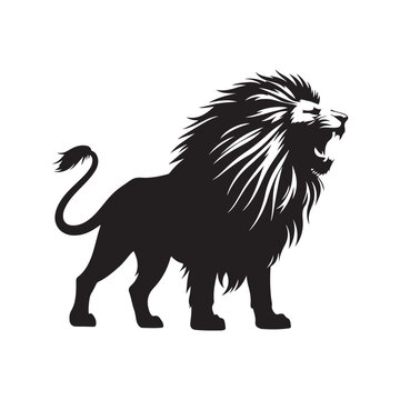 Roaring Dominion: Lion Silhouette Power - An Image Symbolizing the Dominion and Power Encapsulated in the Roaring Silhouette of a Majestic Lion.
