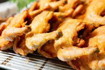 Fried chicken on grill plate