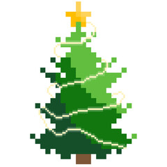 pine Pixel Christmas tree decorate 