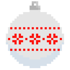 Obraz premium Pixel Christmas white ball