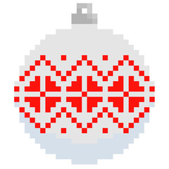 Fototapeta premium Pixel Christmas white ball