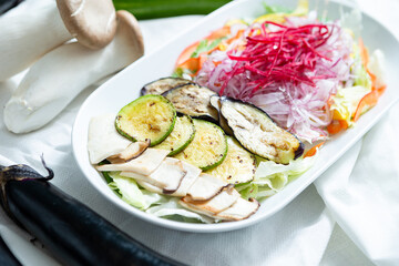 Grilled Eggplant Mushroom Vegetable Salad