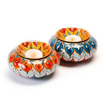 talavera & mexican painted pottery, ottoman candles holder,