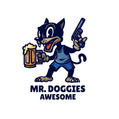 Illustration vector graphic of Mr. Doggies, good for logo design
