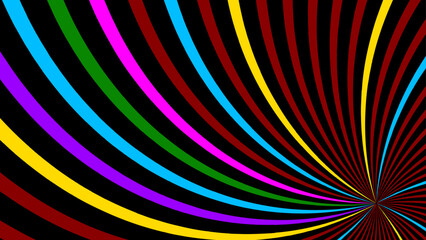 Retro 60s and 70s groovy carnival background. Sun and rainbow swirl pattern, vintage poster vibes. Funky ray elements, circle motifs, reminiscent of circus themes. vector illustration