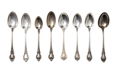 Antique Spoon Set On Transparent Background