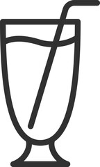 Cocktail with a straw, linear icon. Line with editable stroke
