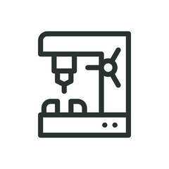 Milling machine isolated icon, industrial drilling machine vector icon with editable stroke