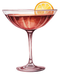 lemon and orange juice with lemon cocktail Watercolor glass of summer 