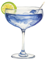 lemon and orange juice with lemon cocktail Watercolor glass of summer 