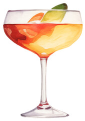 lemon and orange juice with lemon cocktail Watercolor glass of summer 