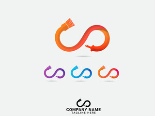 Fototapeta premium Painting logo design. Infinity paint. Business. Painting brush. Colorful home. Finance. Home painting logo design. Creative design. Modern