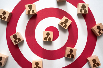 Defining target people. Business marketing and recruitment concept. Target and people icons.