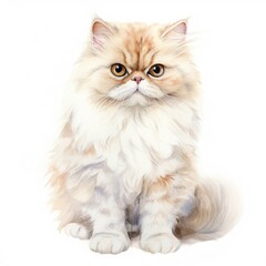 Persian Cat Watercolor Illustration