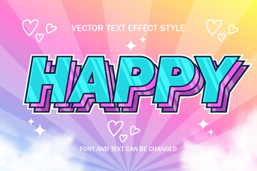 happy colorful fantasy cartoon glossy typography editable text effect font style template design