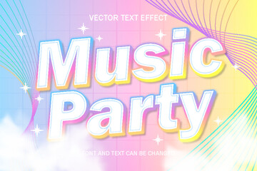 Fototapeta na wymiar music party colorful fantasy typography editable text effect style template club dance style