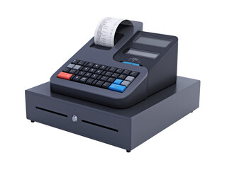 Generic cash register isolated on transparent background. 3D illustration