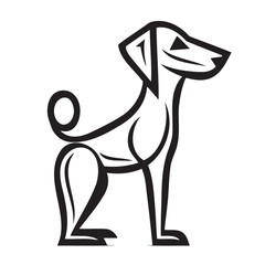 Portrait of a dog. Black linear sketch isolated on white background.