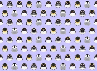 ペンギンのシームレスパターン　E①-3'