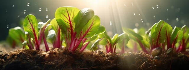 Micro green superfood close up beetroot.