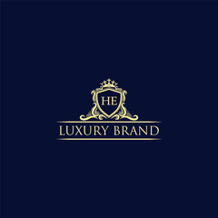 HE Luxury lion crest logo - royal lion vector template