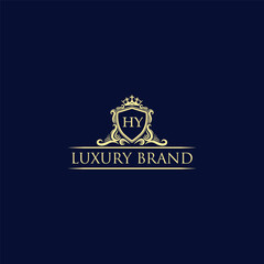 HY Luxury lion crest logo - royal lion vector template