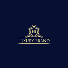 HI Luxury lion crest logo - royal lion vector template