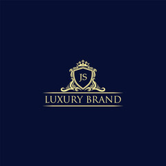 JS Luxury lion crest logo - royal lion vector template