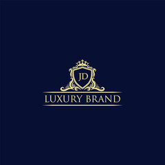 JD Luxury lion crest logo - royal lion vector template