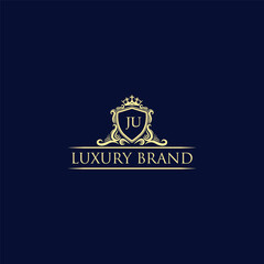 JU Luxury lion crest logo - royal lion vector template